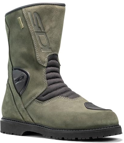 Sidi | Stivali da moto da turismo, stivali da motocross professionali per uomo GAVIA GORE ADVENTURE, inserti riflettenti, membrana GORE-TEX, Verde, 46.5 EU