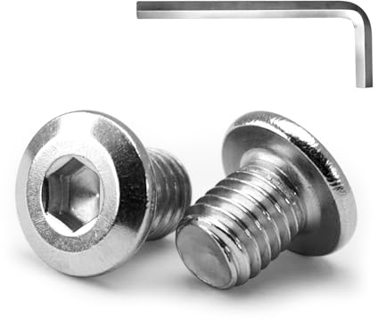 MINHER M6 x 10mm 20Pcs Tête Plate Vis D’assemblage à Six Pans Creux, Acier Inoxydable A2 V2A, Boulons de Meubles, Filetage Complet (Avec Clé Hexagonale)
