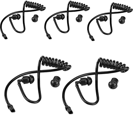 KooingTech 5 Pcs Replacement Acoustic Tube, Coiled Acoustic Tube, Black Replacement Coil Audio Tube with Replace Earbuds for Two-Way Radio Earpiece