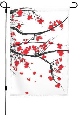 Japanische Kirschbaum-Flagge, 30,5 x 45,7 cm, doppelseitige Hofflagge, für Außen- oder Veranda-, Rasen- oder Urlaubsdekorationen