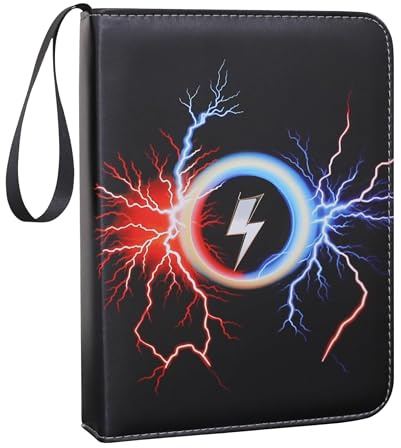 Fweel Album de cartes à collectionner à 4 pochettes - Peut contenir 400 cartes avec 50 pochettes amovibles, porte-cartes durable et porte-vues (noir)