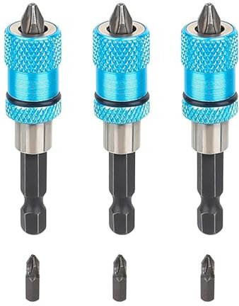 3 Stück Trockenbau Bit, Magnetisch Schnellwechsel Bithalter, Schraubtiefeneinstellung, 1/4-Zoll-Sechskantschaft 65mm Trockenbau Aufsatz mit PH 2 Bit, für Bohrmaschine Schraubendreher