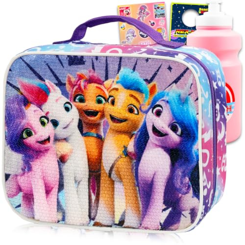 My Little Pony Lunchbox-Set – Paket mit MLP isolierter Lunchtasche, Wasserflasche, Aufklebern, mehr | My Little Pony Lunchbox für Mädchen, Kinder, Frauen