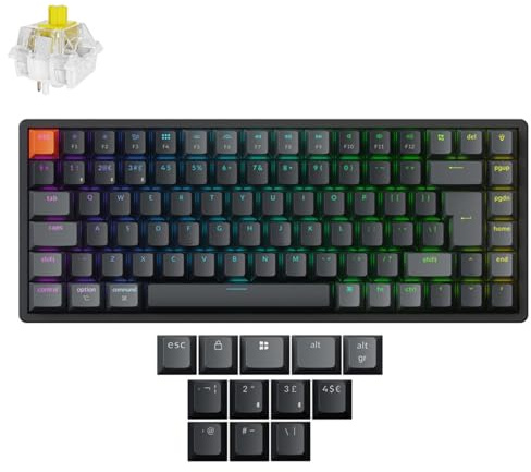 Keychron K2 QMK Custom Mechanical Keyboard Version 3, Programmable Wireless Wired RGB Keyboard with Hot-Swappable Super Banana Switch, Aluminum Frames for Mac/Windows/Linux, UK ISO Layout