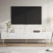 Jaxenor Meuble TV de 175 cm avec 2 tiroirs et 2 portes, meuble TV élégant avec espace de rangement, meuble TV pour salon, meuble TV, poignées et pieds dorés, blanc