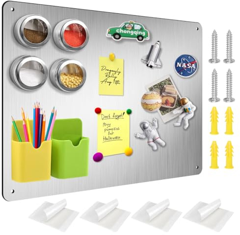 Tutamaz Magnettafel A3 42x30cm selbstklebend – Magnetwand & magnetisches Whiteboard aus Edelstahl, kratzfest & rahmenloses Memoboard, Notiztafel für Küche, Büro, Kühlschrank, (Silber)