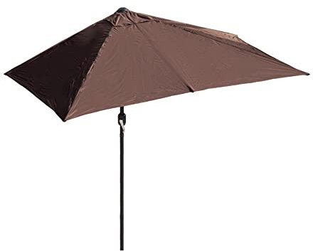 GSKDZG Ombrelle De Terrasse Demi Rectangulaire 2m 2.5m Parasol De Jardin Mural Parasol De Plage En Plein Air, Avec Manivelle(Brown,2.0m/6.5ft)