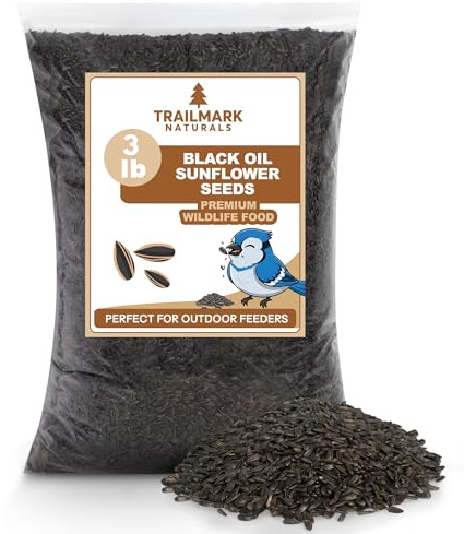 TRAILMARK NATURALS - Semi di girasole olio nero da 1,4 kg per uccelli – Premium Wildlife & Bird Food – Coltivato negli Stati Uniti – Non OGM – Semi di girasole olio nero per uccelli selvatici e
