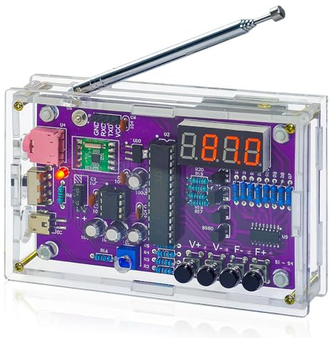 DIY FM Radio Soldering Practice Kit with RDA5807S Module for Beginners | 87-108MHz Range | Low Noise | 2 Power Modes USB/Battery | 3.5mm Headphone Jack | Build Your Own | for Christmas Birthday