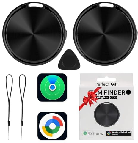 GPS Airtag Android & iOS Traceur Compatible avec Apple-Find My et Android-Google Find Hub, Smart Tracker Tag Lot de 2, Traceur Bluetooth pour Valises véhicule Portefeuilles Clés Bagages Sacs