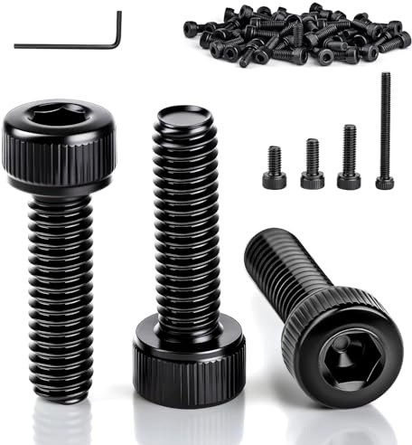 ddckj 120 Pièces M3 Vis à Tête Cylindrique M3 x 16 mm Boulon Noir Acier Inoxydable 304 Entièrement Filetée Boulons