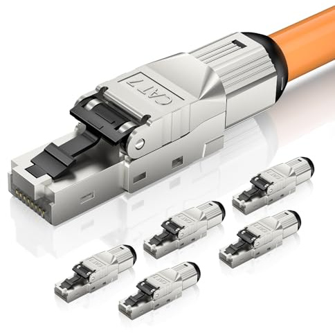Ltemziiy Cat 7 RJ45 Stecker Werkzeuglos, Netzwerkstecker Werkzeuglos POE für Cat7 Cat6A Verlegekabel,10 Gbit/s Geschirmt Lan Stecker Cat 7 Werkzeuglos，Wiederverwendbar, 6 Stück