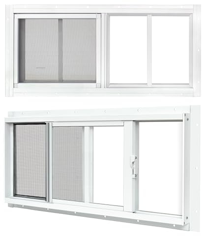 BOBIBAN 2 Pack Shed Windows, 10x 18 White Sliding Window Suitable for Chicken Coop, shed, Household, Barn - Transom Window with Tempered Glass and Fiberglass Screen(WH,10''x 18'')