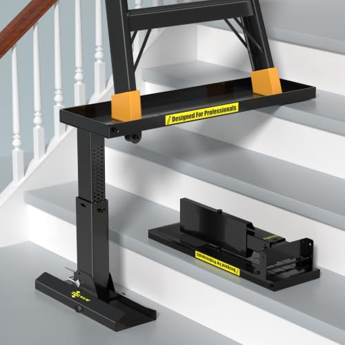 Nelyrho Foldable Ladder Levelers for Stairs Heavy Duty Ladder Extender | Adjustable 11.8-18 Stair Platform with Non-Slip Mat, Fits Ladders with 27 Feet Spacing for Safe Height Adjustment