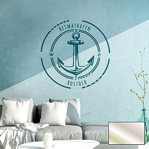 ilka parey wandtattoo-welt® Wandtattoo Wandbild Wandaufkleber Aufkleber Heimathafen Rostock Anker M2078 - ausgewählte Farbe: *Silber* ausgewählte Größe: *L - 60cm breit x 60cm hoch*
