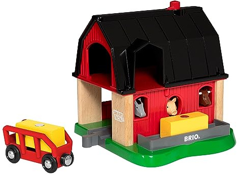 BRIO World 33936 Smart Tech Bauernhof – Spiel-Bauernhof mit Tieren & Heuwagen-Anhänger – Interaktives Spielzeug empfohlen ab 3 Jahren