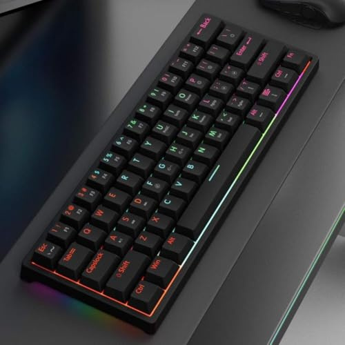Clavier 61 touches rouge mécanique filaire USB rétro-éclairage rvb détachable échange à chaud Compatible avec MUCAI MK61(MK61-HEI)