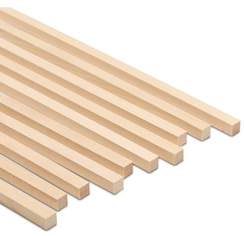 Viereckige Dübelstäbe, 0,9 x 91,4 cm, unlackiertes Holz, quadratische Dübelstäbe 50 Pack