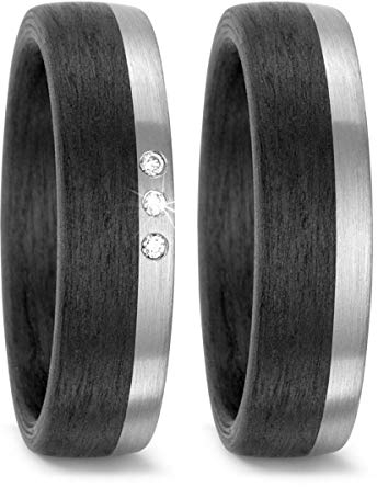 Titanfactory Palladium Trauringe 59317 mit Carbon 3 Brill. ges. 0.03 ct. w/si