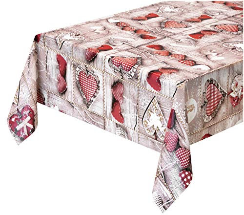 emmevi Tovaglia Antimacchia Cerata Cuori Shabby Chic Plastificata Retro Felpato 12 Misure Copri Tavolo Cucina su Misura MOD.Favola 261 140x50cm