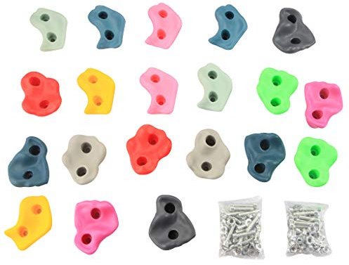 IFOYO Klettergriffe, 20 große Kletterfelsen für drinnen und draußen, Spielplatz-Set für Kinder ab 4 Jahren, Unterstützung 60 kg, helle und dunkle Farbe