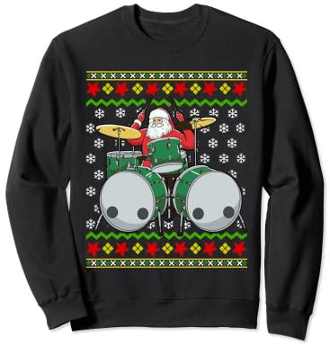 Drummer Santa Drums Hässliches Weihnachtsmuster Percussionist Sweatshirt