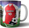 AK Giftshop Personalised Gift - Football Shirt - Mug -Tea Coffee Cup - Birthday - Christmas - Stocking Filler - Secret Santa - Any Team Colours (Arsenal)