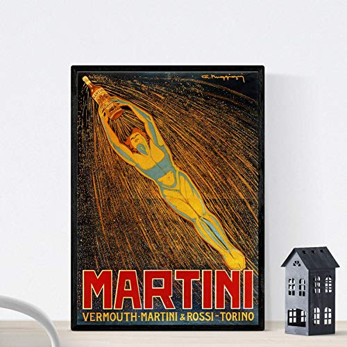 Nacnic Vintage Poster. Vintage-Anzeige von Martini & Rossi. A3 Größe mit Rahmen