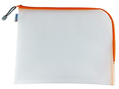 HERMA Dokumententasche A4 mit Reißverschluss, große wasserdichte Reißverschlusstasche, verschließbare Dokumentenmappe aus Kunstoff mit Zipper, halb-transparent, 36 x 28 cm, orange