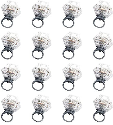 STOBOK 16Pcs LED Licht Up Ringe Blinkende Diamant Ringe Glow in The Dark Finger für Geburtstag Bachelorette Nachtclub Raves Konzert Zeigt Party Favor