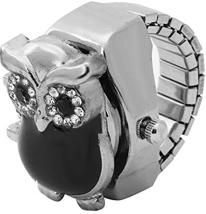 ZJchao Fingerring, Klappuhr, Vintage, Eule, rund, Finger, Quarz, für den Abschluss zum Geburtstag, Legierung, Carnelian