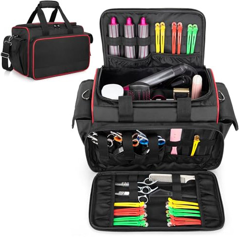 BAFASO Professionelle Friseurtasche, Reisetasche für Frisör und Friseurin, Kosmetiktasche für Friseur Werkzeug, Salon Zubehör, Friseur Organizer Tasche für Friseurschere, Haarschneider, Schwarz