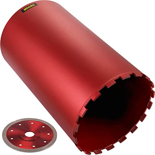 VEVOR Punta a corona diamantata, Punta a corona diamantata 254 mm di diametro, 355 mm, Punta a corona con filettatura 5/8-11, Punta a corona a secco/umido con lama, Punta a corona diamantata a umido