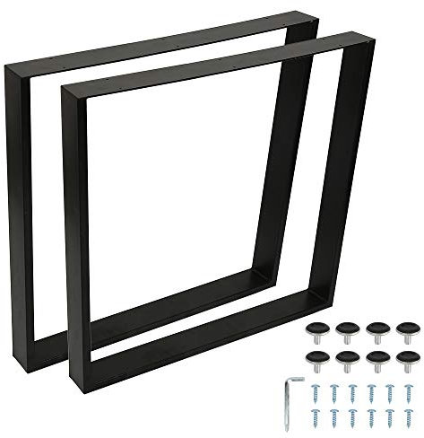 XUANYU Lot de 2 Pieds de Table en Profil Carré Support 80×72 cm Pieds de Table Basse Industrielle Pieds de Meubles en Métal Ensemble de Jambes de Meubles Bricolage avec Vis, Noir C