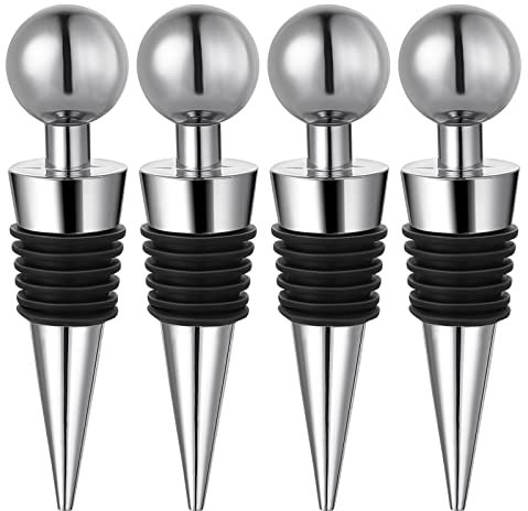 Prasacco Lot de 4 bouchons bouchon bouteille vin réutilisables pour bouteille de vin, champagne, prosecco, bière, spiritueux