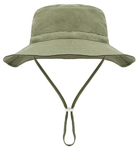 Malaxlx Unisex Kleinkind Armeegrün Sonnenhut Fischerhut Kinder Sommerhut Breiter Krempe Strandhut für 2-6 Jahre Mädchen Jungen