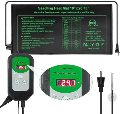 RC SLL Sämling-Heizmatte und digitales Thermostat-Kombi-Set, MET-zertifizierte Pflanzen, Heizmatte, warme Hydrokultur, Keimung, Indoor-Gartenarbeit, Gewächshaus
