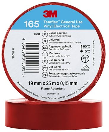 3M Temflex™ 165 165RD6E Isolierband Temflex™ 165 Rot (L x B) 25m x 19mm