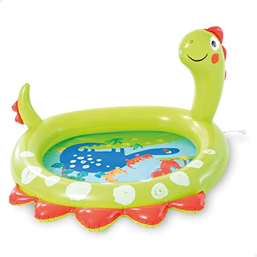 Intex 58437 Piscina Hinchable Dinosaurio, para Bebés y Niños Pequeños, Medidas 119x109x66 cm, Incluye Parche de Reparación, Capacidad de 68 litros