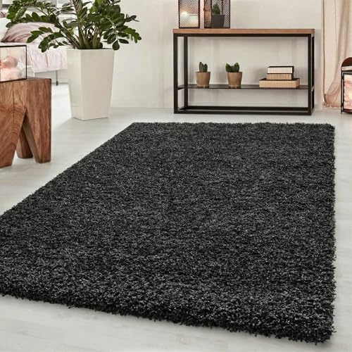 Abaseen Soft Thick Plain Shaggy Living Room Area Rug, Anthracite, 200x290cm