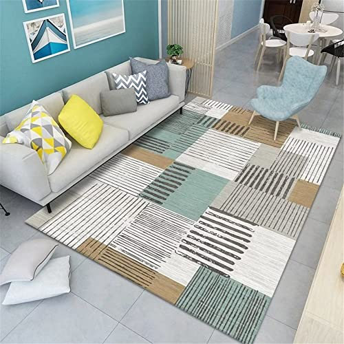 RUGMRZ Teppich Teenager Mädchen Zimmer Teppich Teppichs Alon Hellblau Gestreiftes Rechteck Muster Teppich Schlafzimmer Anti-Milben Blau 80X160Cm Teppiche Wohnzimmer 2Ft 7.5''X5Ft 3''