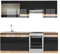 Vicco Küchenzeile Fame-Line, Schwarz-Eiche Hochglanz/Goldkraft Eiche/Goldkraft Eiche, 240 x 82 cm