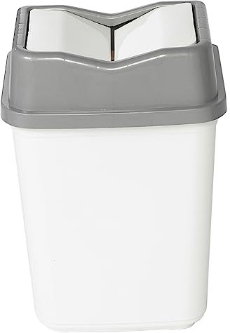 URBNLIVING 10L/20L/30L/50L Plastic Waste Management Recycling Bin Trash Can Dustbin with Butterfly Lid for Office, Kitchen and Bathroom (10L Grey/White)