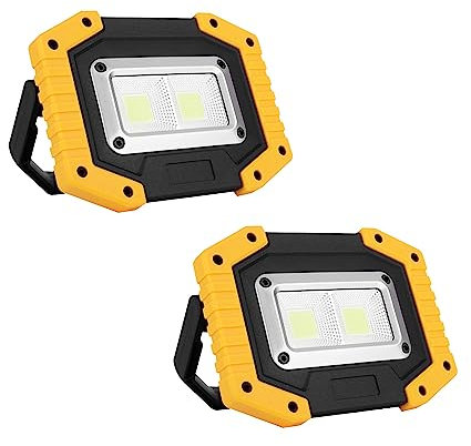 LEVADA PLUS Lampada da Lavoro LED COB Ricaricabile 30W – 1500 Lumen, Batteria 6000mAh, IP65 Impermeabile – Ideale per Campeggio, Escursioni ed Emergenze (confezione da 2)