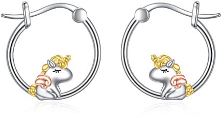 POPLYKE Einh?rner Hoop Ohrringe Für Frauen 925 Sterling Silber Hypoallergene Ohrringe Schmuck Geburtstagsgeschenke