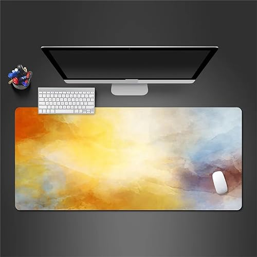 Mauspads Gelbe Zusammenfassung Gaming Mauspad XXL 900x400x4mm Mousepad Großes Tischunterlage Computer Zubehör Rutschfest Schreibtischunterlage Waschbar Widerstandsfähig für Büro Laptop Tisch