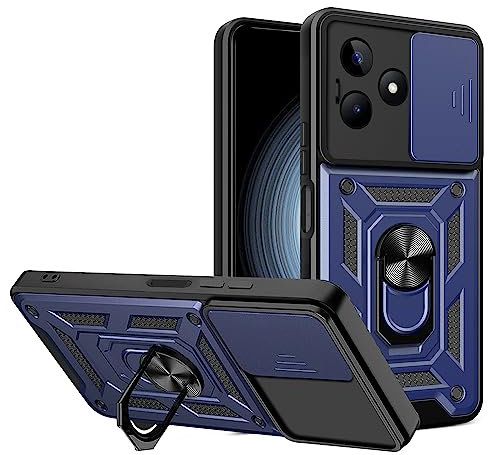 ESTH® Funda para Realme C51 4G con Protección de Cámara Cubierta y Soporte de Anillo [Compatible con Soporte Magnético para Coche] Carcasa Grado Militar Anti-caída, Azul