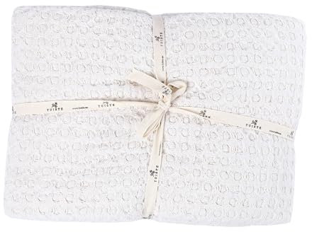 Tuiste Premium Tagesdecke Doppelte XXL 250x265 Weiß, Leichte Sommerdecke Waffeloptik, Bettüberwurf, Plaid Decke für Sofa, Sofadecke Baumwolle, Couchdecke, überdecke Bett, überwurf