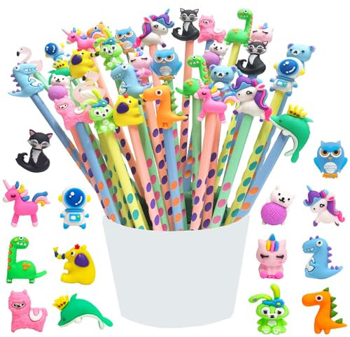 Lrikas 32 Matite Triangolari per Bambini Matite Gadget Compleanno bambini Animale Topper per Matita divertenti per regalini fine festa compleanno (32)