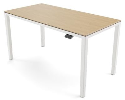 Yaasa Desk Four elektrisch höhenverstellbarer Tisch | 200x100 cm | Massive Stabilität, Vier leistungsstarke Motoren | hochwertiger Esstisch, Schreibtisch, Konferenztisch | Bambus/Weiß
